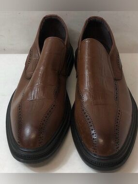 Sui Generis Sz 45 EU/ US 11-11.5 Men's Slip-On Brown Leather Slip-On Dress Shoes